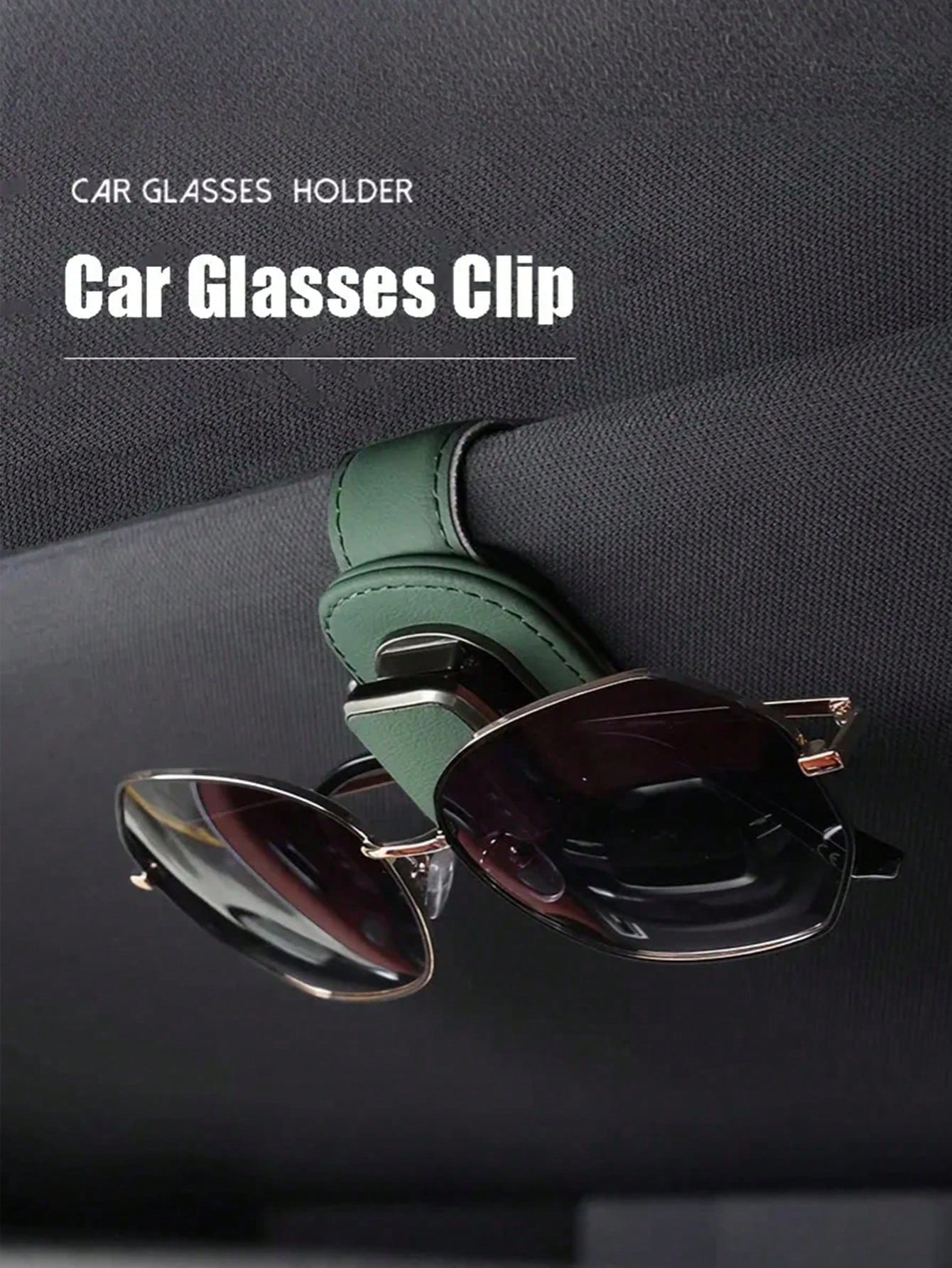 High-Quality PU Leather & Metal Car Glasses Holder- Universal Clip Design Fits 99% Vehicles, Elastic Clip, Scratch-Resistant, Easy Installation, Can Hold Glasses, Glasses & Documents, Compact & Fashi