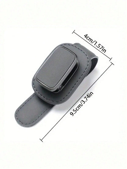 High-Quality PU Leather & Metal Car Glasses Holder- Universal Clip Design Fits 99% Vehicles, Elastic Clip, Scratch-Resistant, Easy Installation, Can Hold Glasses, Glasses & Documents, Compact & Fashi