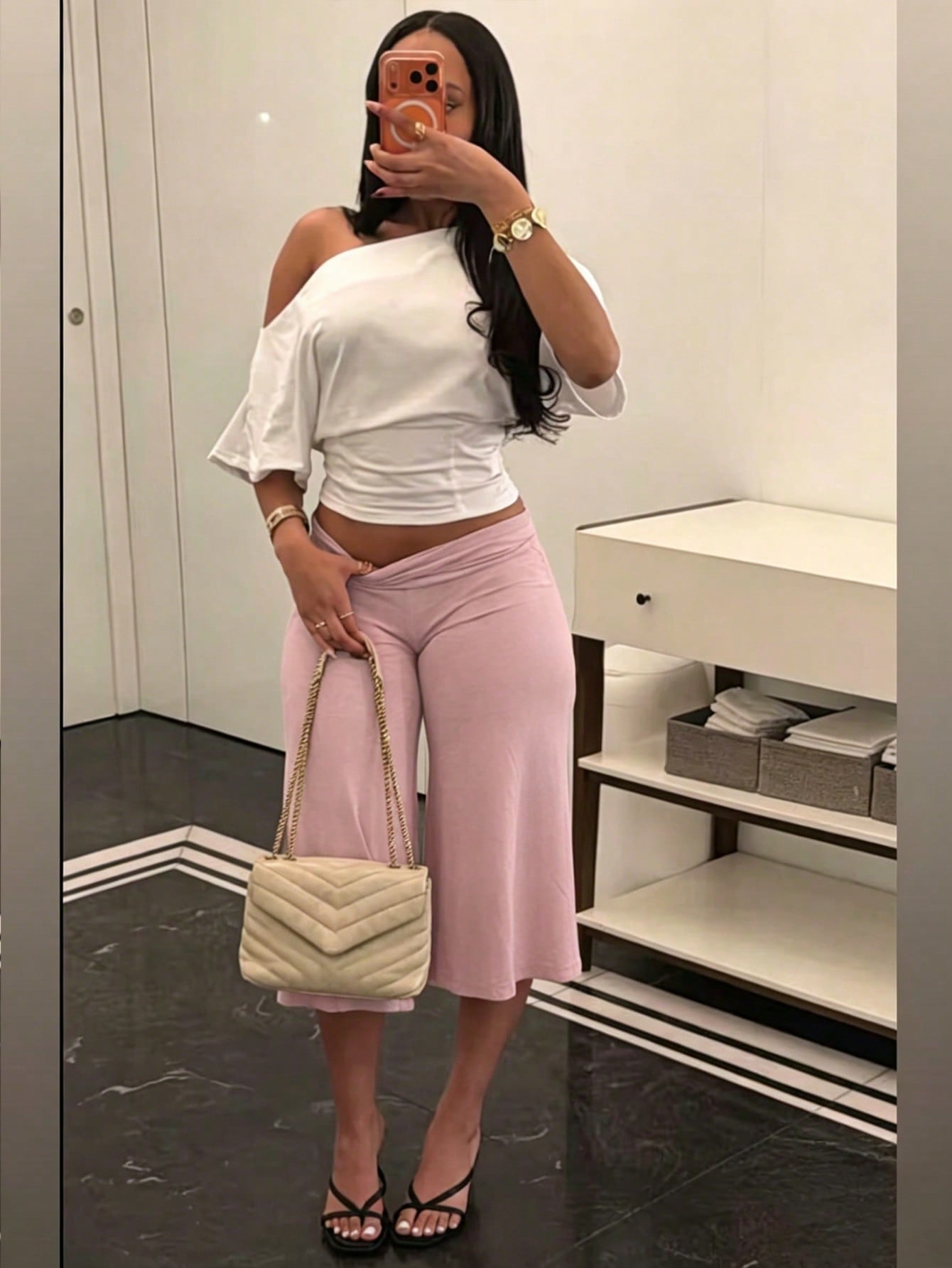 High Waist Wide Leg Cropped Pants, Women Low Rise Stretch Loose Wide Leg Sweatpants, Elegant Solid Slim Wide Leg Pants For Commute & Sports