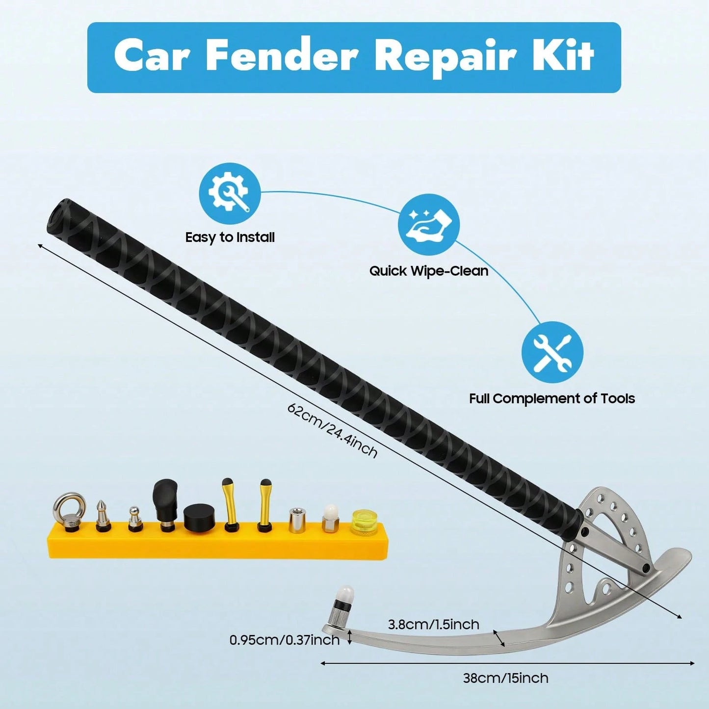 HOHOBLA Car Fender Damage Repair Tools, Angle Adjustable, Stainless Steel Auto Car Dent Removal Fender Repair Kit With Storage Bag, M8 Thread