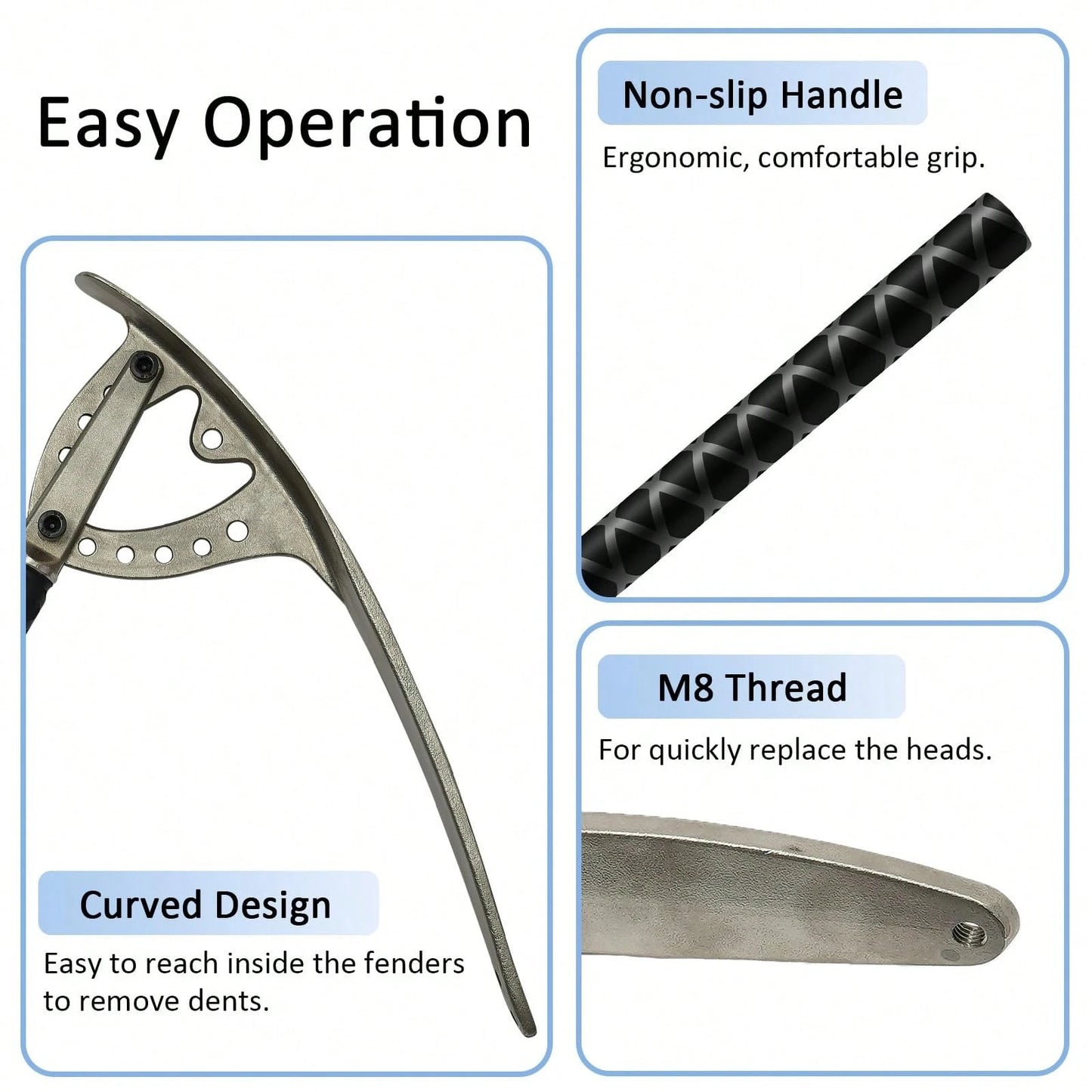 HOHOBLA Car Fender Damage Repair Tools, Angle Adjustable, Stainless Steel Auto Car Dent Removal Fender Repair Kit With Storage Bag, M8 Thread