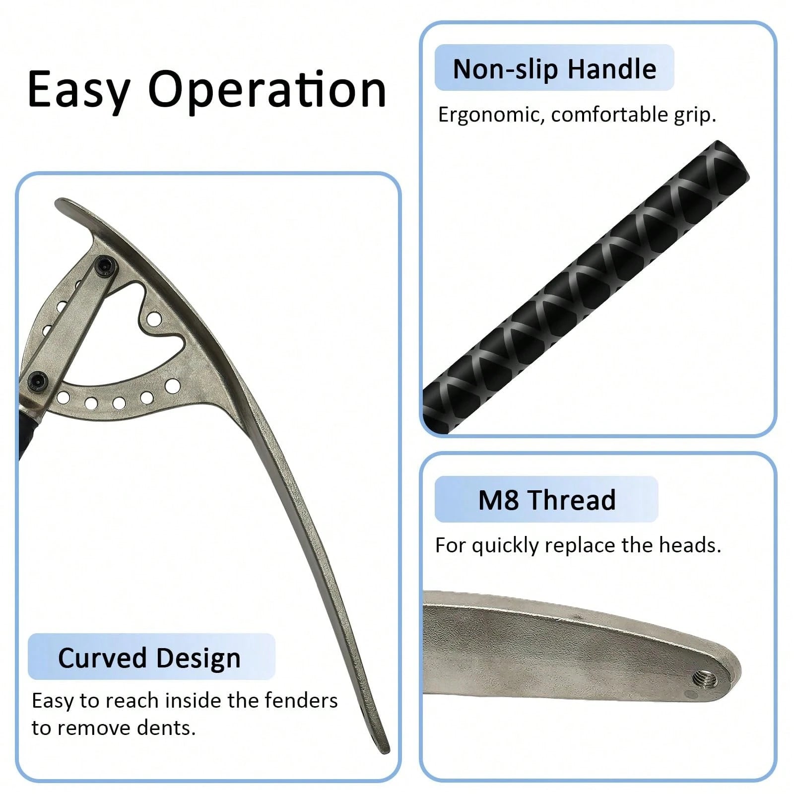 HOHOBLA Car Fender Damage Repair Tools, Angle Adjustable, Stainless Steel Auto Car Dent Removal Fender Repair Kit With Storage Bag, M8 Thread