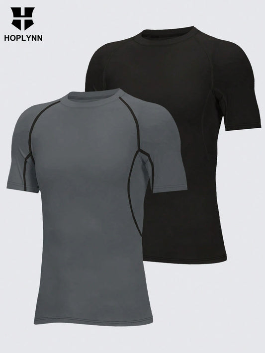 HOPLYNN 2 Packs Boy's Short Sleeve T Shirts Compression Shirt Youth Athletic Undershirt Base Layer T-Shirt Children's Summer Training T-Shirts