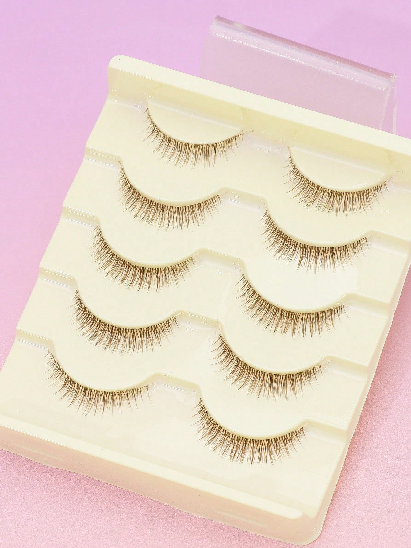 Hot Selling Style, Charming Natural Appearance, 5 Pairs Brown Of Japanese And Korean Women's Eyelashes, Slender Naturally Curled Eyelashes, Cat Eye Eyelashes, Manga Eyelashes, Women's Daily Commuting