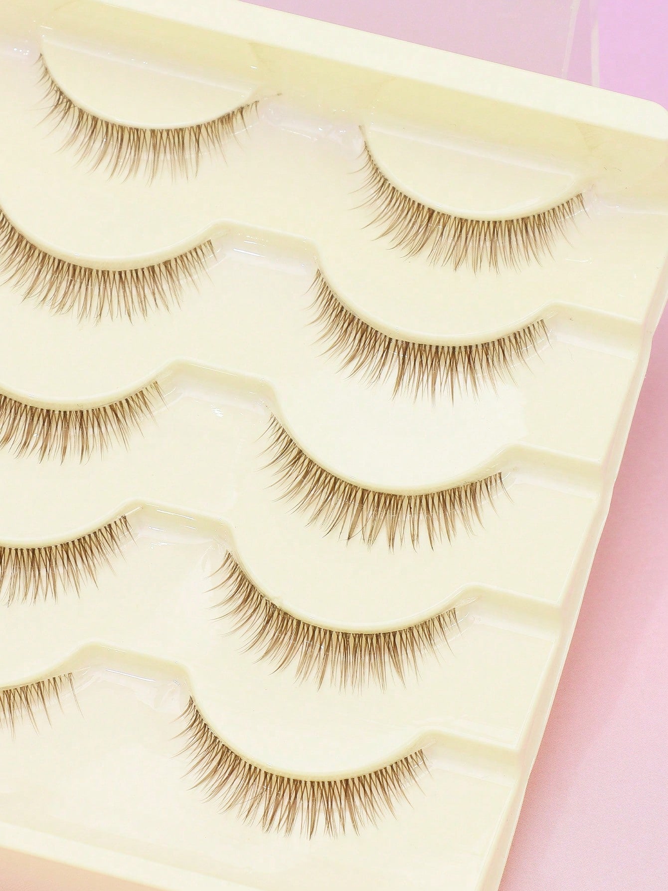 Hot Selling Style, Charming Natural Appearance, 5 Pairs Brown Of Japanese And Korean Women's Eyelashes, Slender Naturally Curled Eyelashes, Cat Eye Eyelashes, Manga Eyelashes, Women's Daily Commuting
