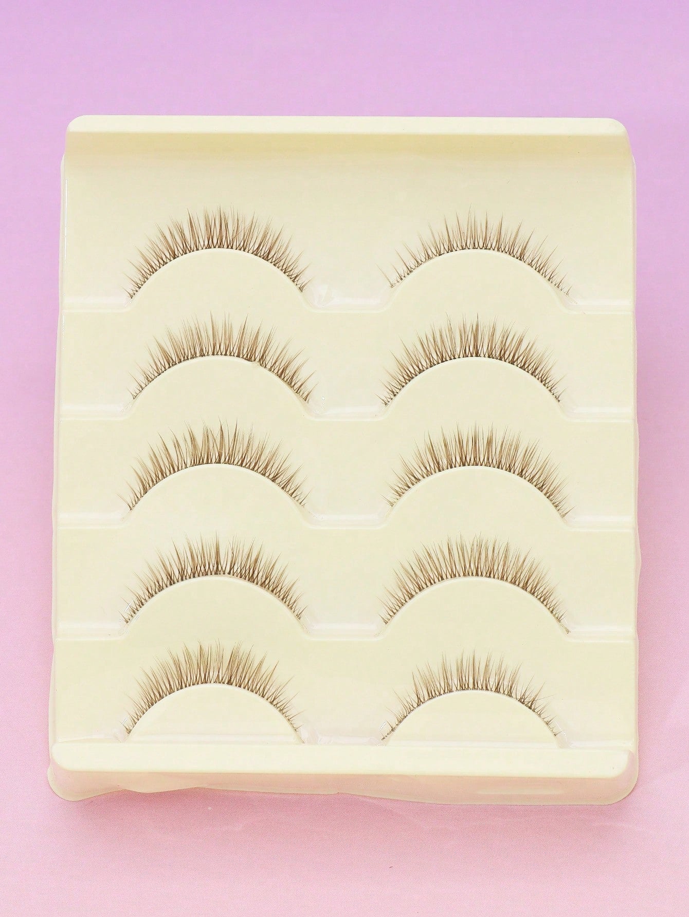 Hot Selling Style, Charming Natural Appearance, 5 Pairs Brown Of Japanese And Korean Women's Eyelashes, Slender Naturally Curled Eyelashes, Cat Eye Eyelashes, Manga Eyelashes, Women's Daily Commuting