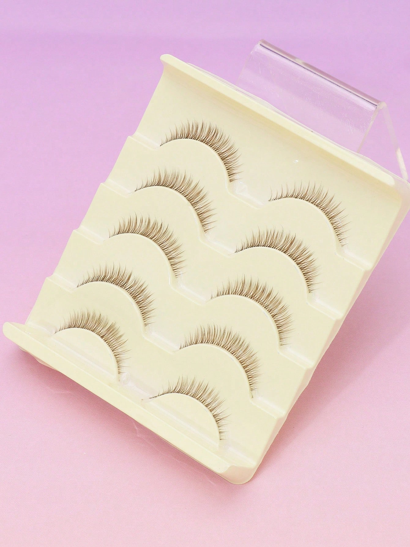Hot Selling Style, Charming Natural Appearance, 5 Pairs Brown Of Japanese And Korean Women's Eyelashes, Slender Naturally Curled Eyelashes, Cat Eye Eyelashes, Manga Eyelashes, Women's Daily Commuting
