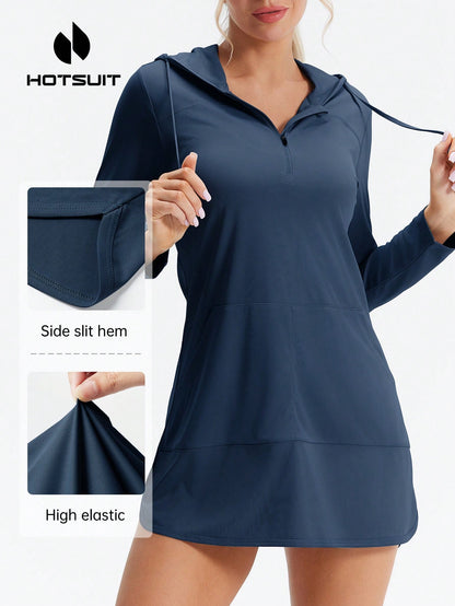 HOTSUIT Women's Hooded Long Dress, UV Protection, Lightweight, Suitable For Summer Sports, Hiking, Fishing, Outdoor Activities