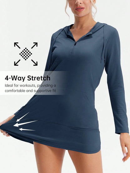 HOTSUIT Women's Hooded Long Dress, UV Protection, Lightweight, Suitable For Summer Sports, Hiking, Fishing, Outdoor Activities