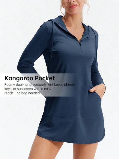HOTSUIT Women's Hooded Long Dress, UV Protection, Lightweight, Suitable For Summer Sports, Hiking, Fishing, Outdoor Activities