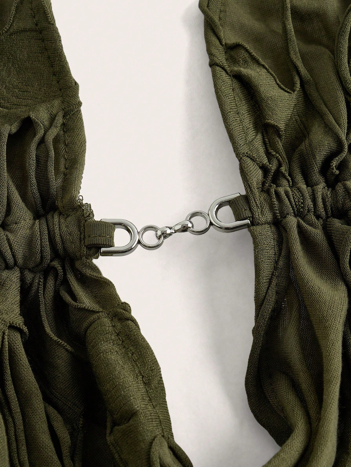 ICON Fitted Laser Cut Ripped Fabric Halter Neck Metal Chain Decor Backless Women Tank Top