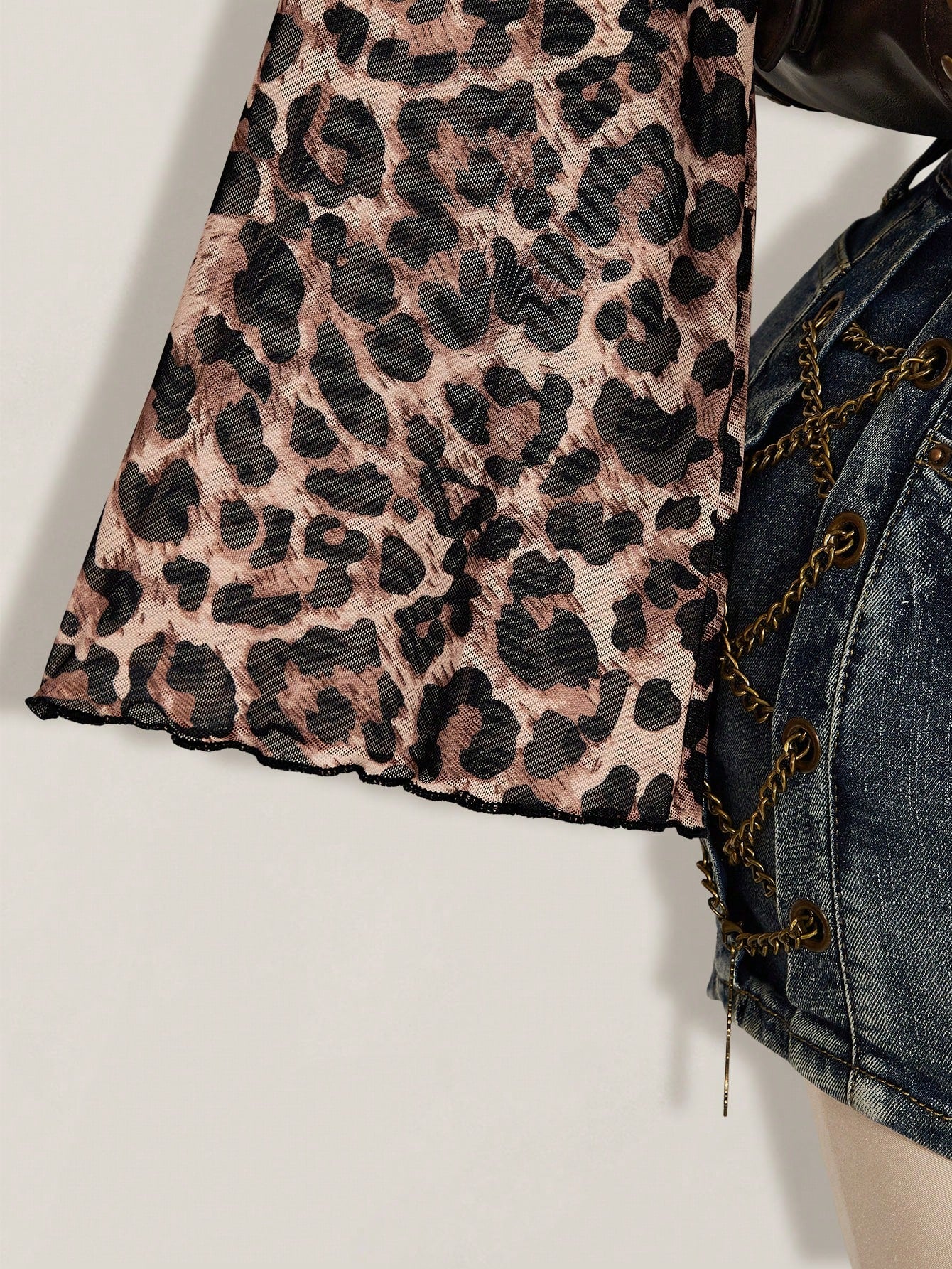 ICON Plus Size Women Y2K Leopard Print 2 In 1 Top Club Warm Taupe Summer Fall
