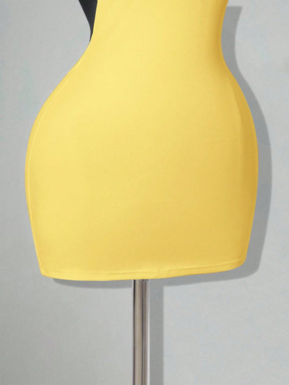 ICON Solid Color Backless Sexy Casual Mini Dress