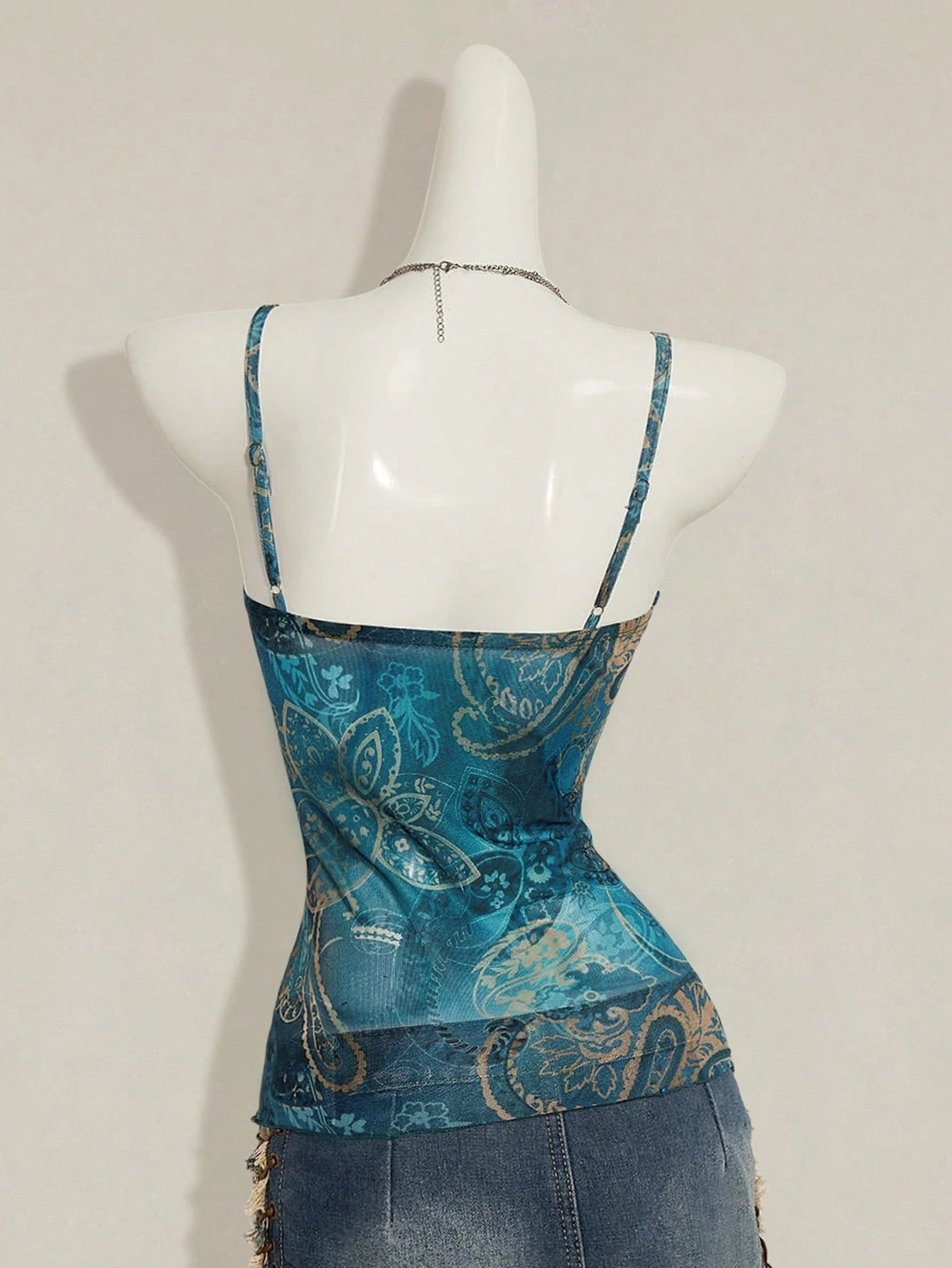 ICON Women's Paisley Print Y2K Vintage Pleated Camisole,Summer Top