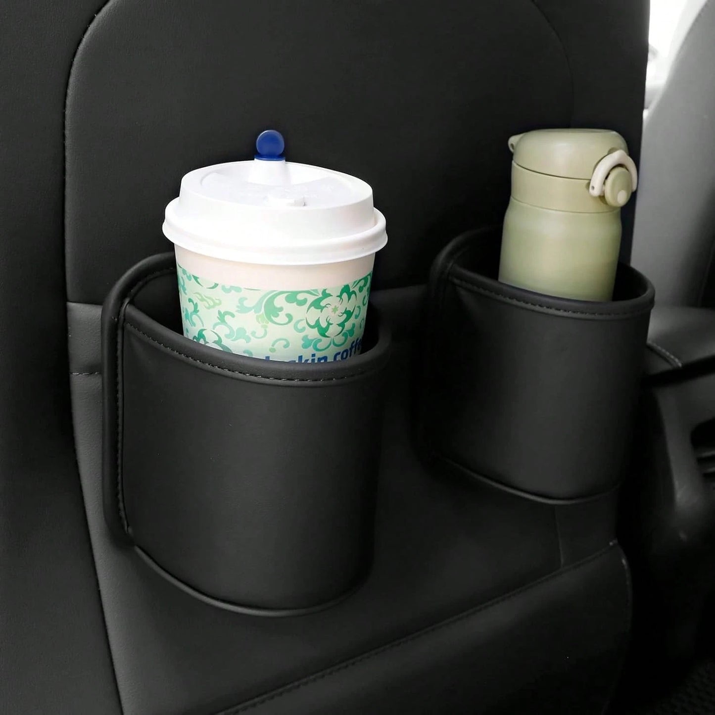Imitation Leather Car Cup Holder Storage Box-2-In-1 Car Cup Holder Storage Box, Can Store Car Accessories Such As Mobile Phones, Keys, And Coins, High-End Car Interior Storage Box