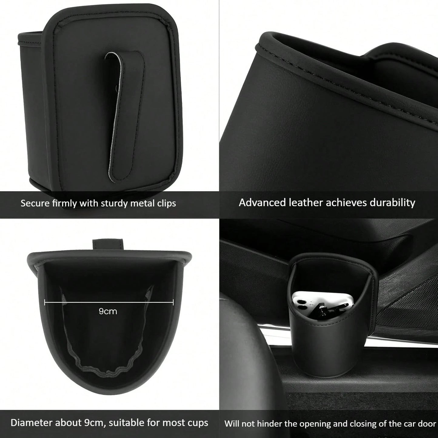Imitation Leather Car Cup Holder Storage Box-2-In-1 Car Cup Holder Storage Box, Can Store Car Accessories Such As Mobile Phones, Keys, And Coins, High-End Car Interior Storage Box