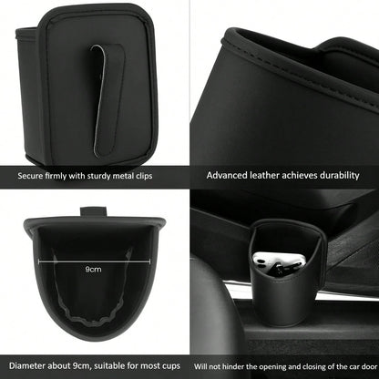 Imitation Leather Car Cup Holder Storage Box-2-In-1 Car Cup Holder Storage Box, Can Store Car Accessories Such As Mobile Phones, Keys, And Coins, High-End Car Interior Storage Box