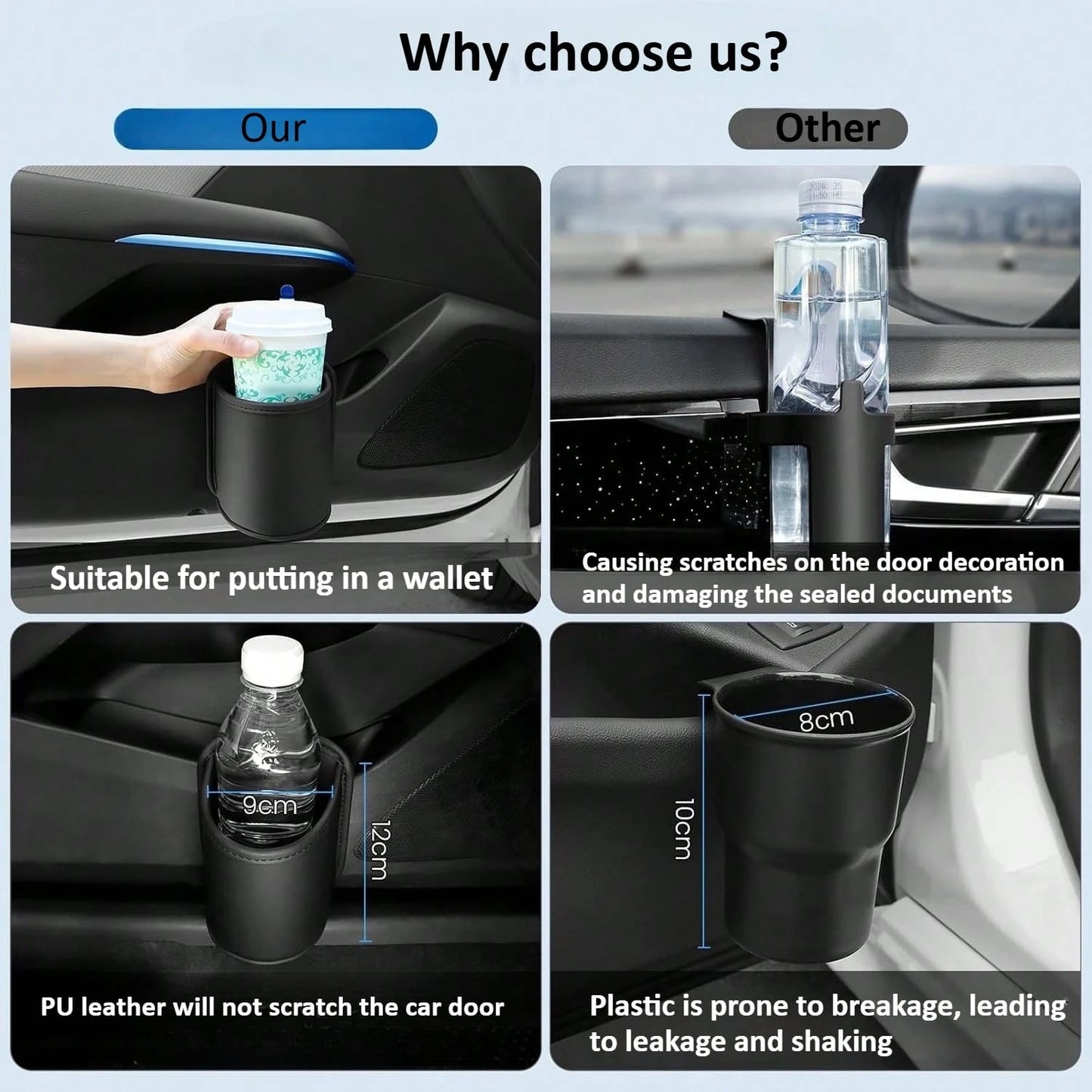 Imitation Leather Car Cup Holder Storage Box-2-In-1 Car Cup Holder Storage Box, Can Store Car Accessories Such As Mobile Phones, Keys, And Coins, High-End Car Interior Storage Box
