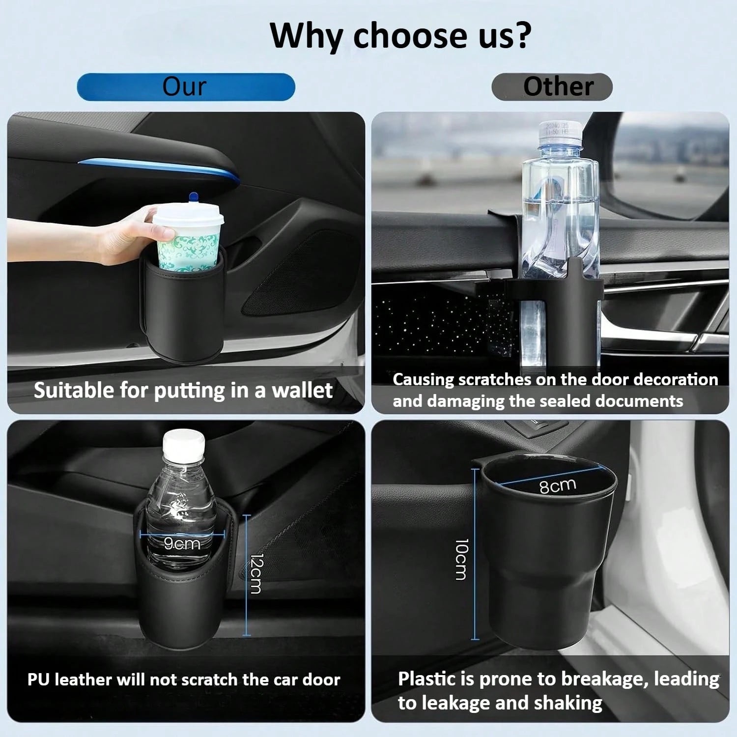 Imitation Leather Car Cup Holder Storage Box-2-In-1 Car Cup Holder Storage Box, Can Store Car Accessories Such As Mobile Phones, Keys, And Coins, High-End Car Interior Storage Box