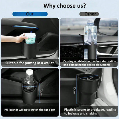 Imitation Leather Car Cup Holder Storage Box-2-In-1 Car Cup Holder Storage Box, Can Store Car Accessories Such As Mobile Phones, Keys, And Coins, High-End Car Interior Storage Box