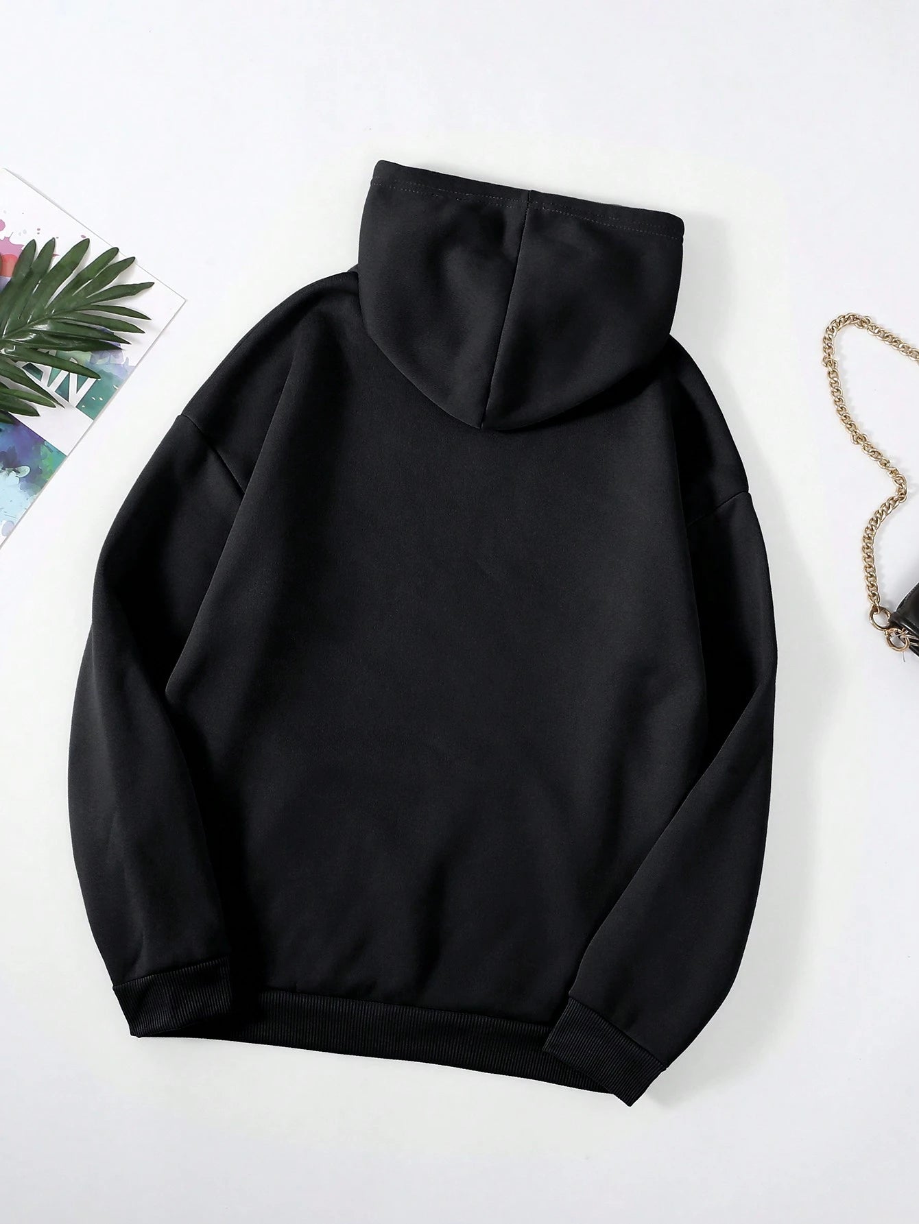 INAWLY Solid Kangaroo Pocket Thermal Lined Hoodie,Long Sleeve Tops