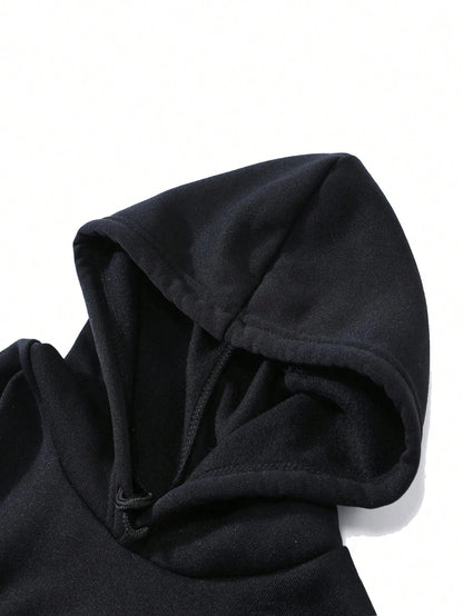 INAWLY Solid Kangaroo Pocket Thermal Lined Hoodie,Long Sleeve Tops