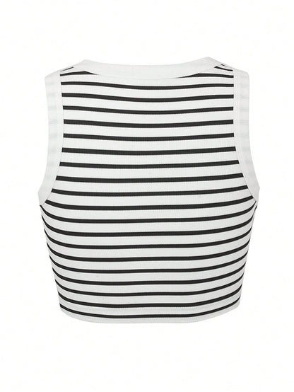 INAWLY Women'S Striped Cropped Tank Top Graphic Tees Women Tops
