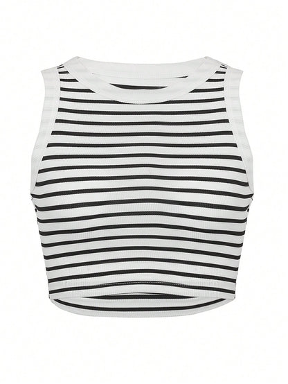 INAWLY Women'S Striped Cropped Tank Top Graphic Tees Women Tops