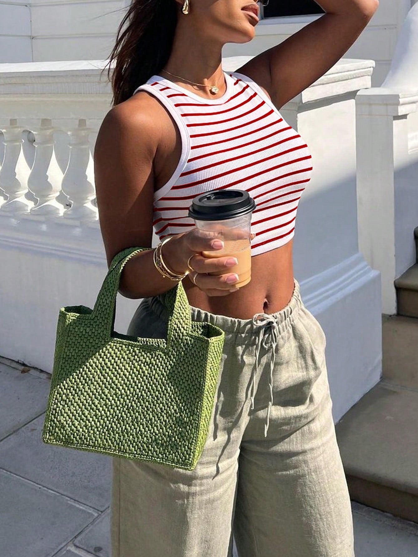 INAWLY Women'S Striped Cropped Tank Top Graphic Tees Women Tops