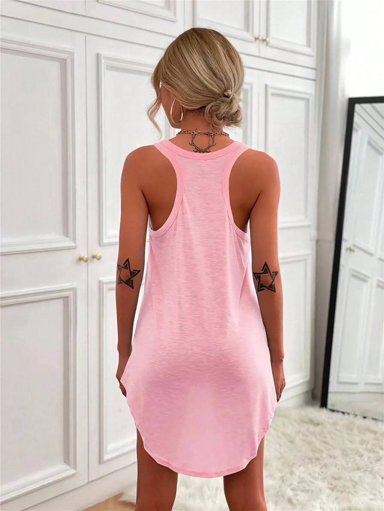 INAWLY Women Solid Color Casual Daily Wear Spring Summer Dress Fall Cloth For Women