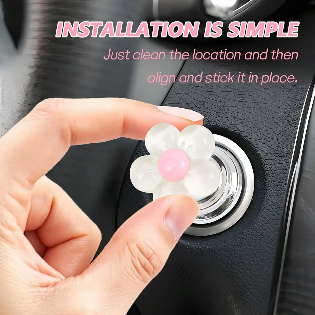 Indoor Decoration Accessories, Elegant Flower-Shaped Button, Car Key Protective Cover, Cute Design, Car Engine Start/Stop Control Lever Protective Cover, Universal One-Touch Ignition Start Cover, Prot