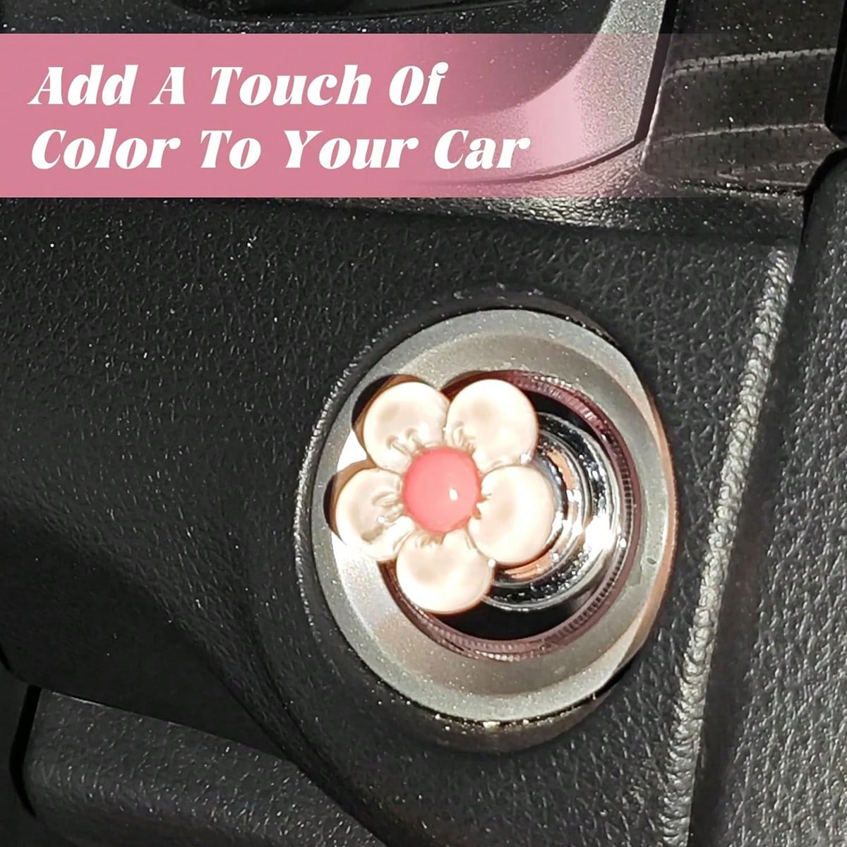 Indoor Decoration Accessories, Elegant Flower-Shaped Button, Car Key Protective Cover, Cute Design, Car Engine Start/Stop Control Lever Protective Cover, Universal One-Touch Ignition Start Cover, Prot