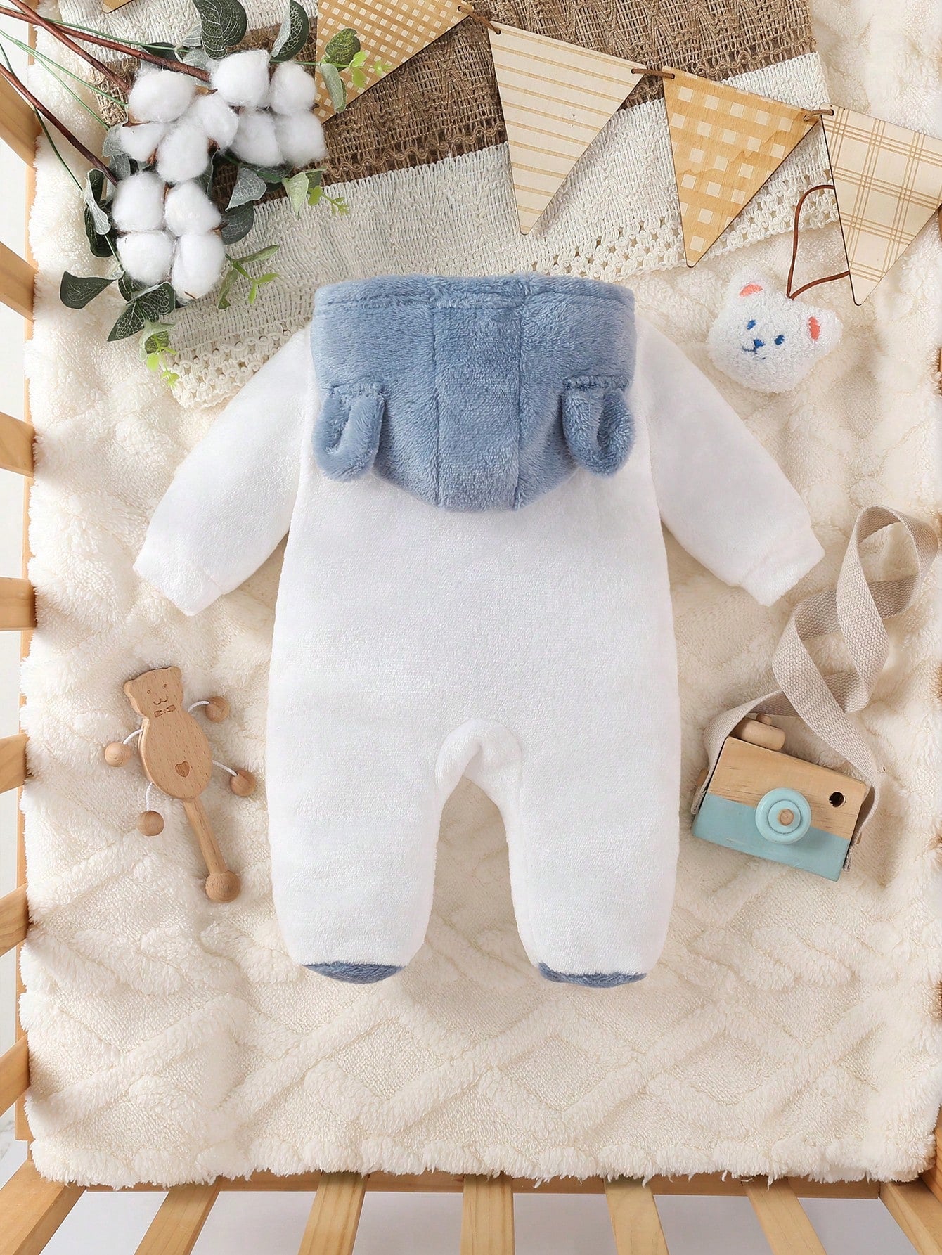Infant Boys' Cute Bear Print Long Sleeve Footed Jumpsuit, Blue
