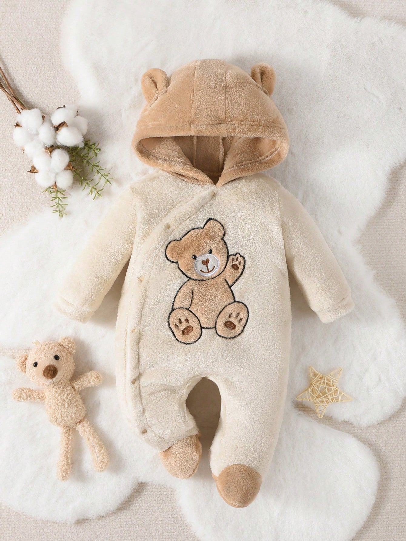 Infant Boys' Cute Bear Print Long Sleeve Footed Jumpsuit, Blue