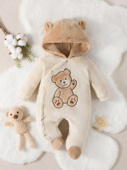 Infant Boys' Cute Bear Print Long Sleeve Footed Jumpsuit, Blue