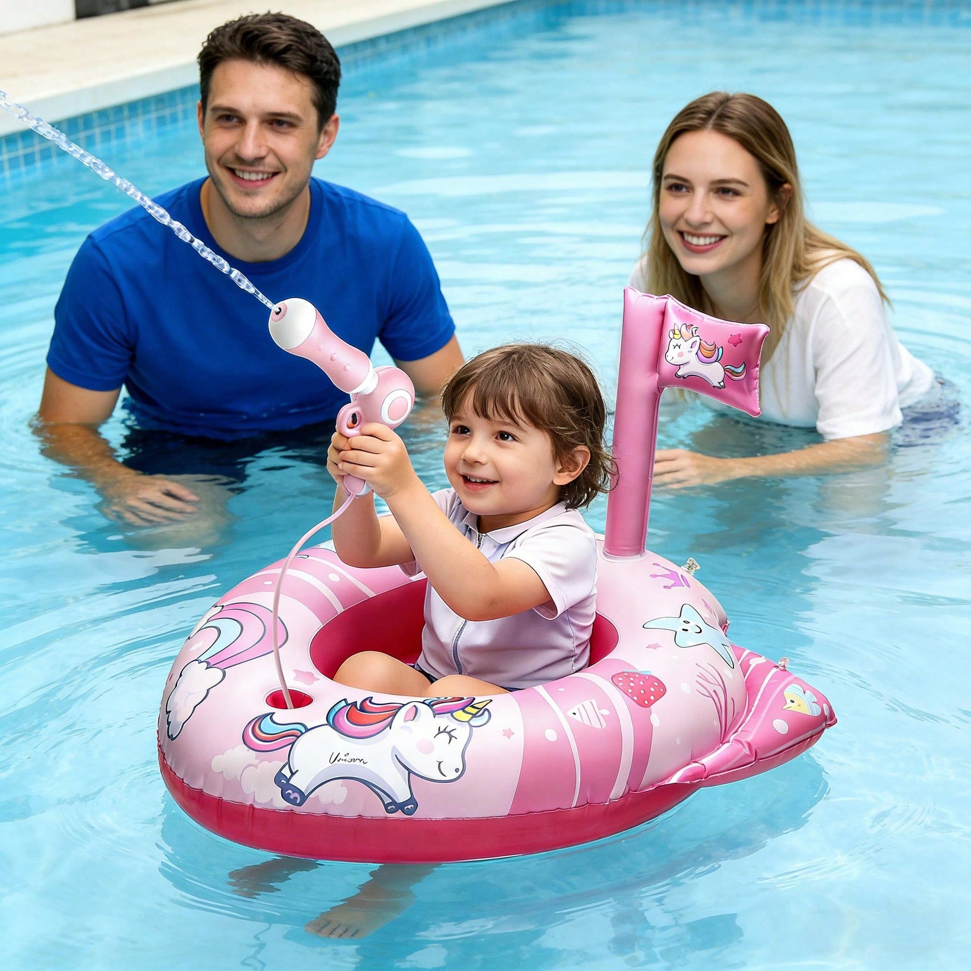 Inflatable Pool Floats For Kids With Water Gun, Unicorn Swimming Ring For Girls Ages 4-9,Summer Outdoor Water Games