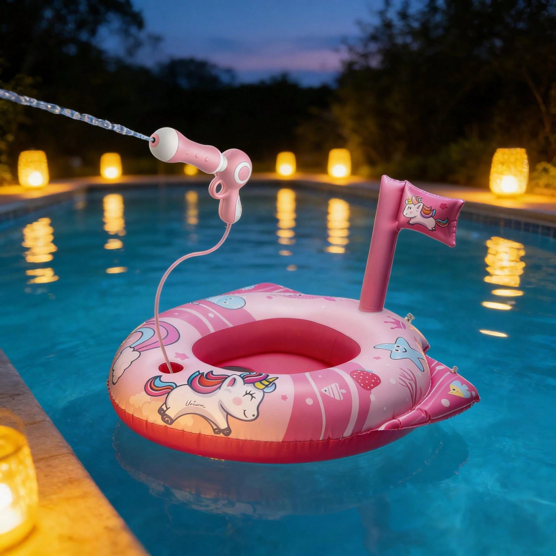 Inflatable Pool Floats For Kids With Water Gun, Unicorn Swimming Ring For Girls Ages 4-9,Summer Outdoor Water Games