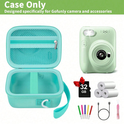 Instant Print Camera Case Compatible With Gofunly Camera, Digital Camera Bag For Esoxoffore/ For LETSHAHA/ For JPVERLY/ For Hangrui, Storage For Printer Paper And 32GB SD Card (Box Only)