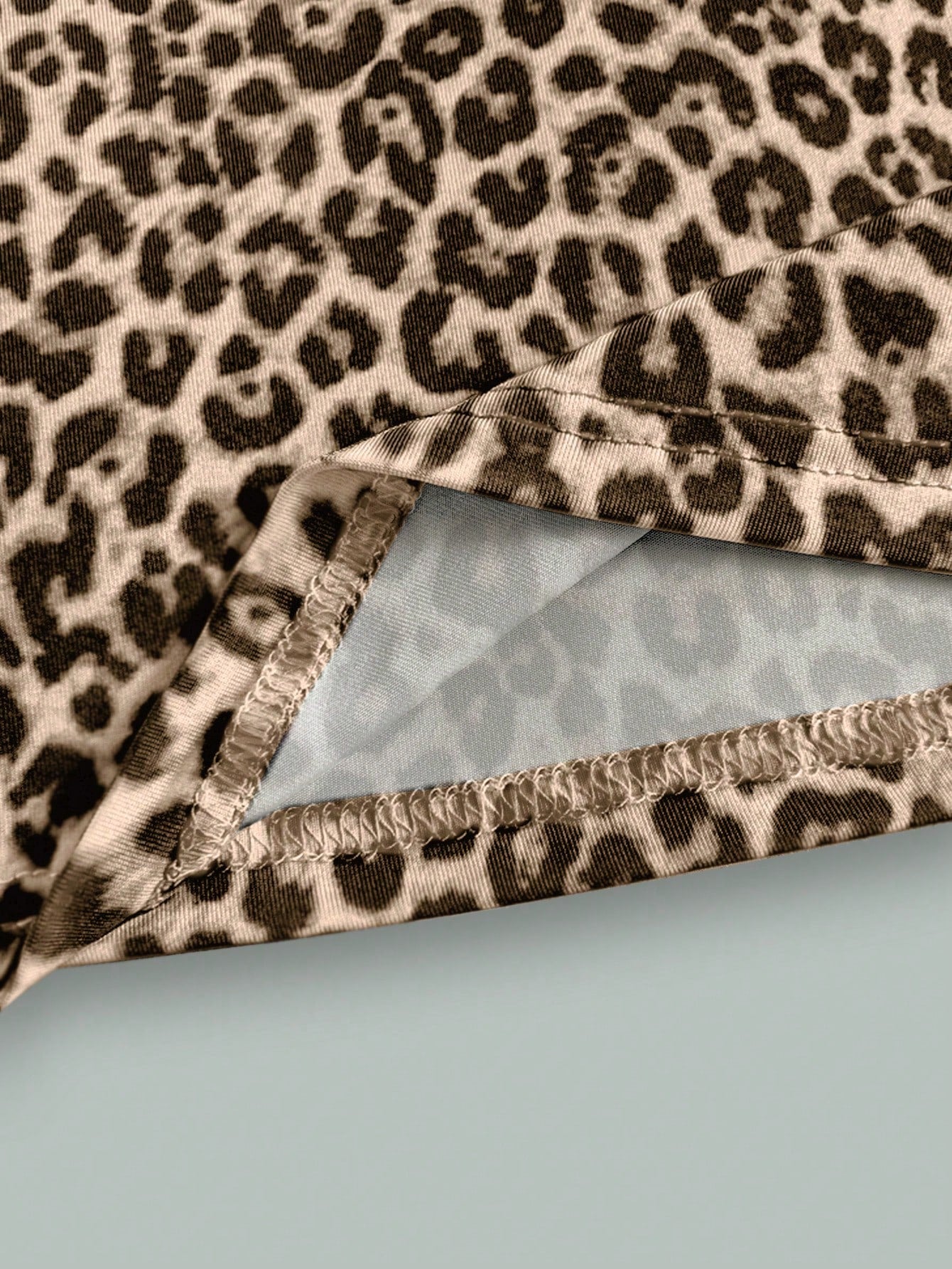 IslaSuriya Beige,Autumn,Chic,Night Out Classic Leopard Print Square Neck Slim Long Sleeve T-Shirt,Fashion Animal Print Top,Mother's Day Gift,Sisters Gift Shirt