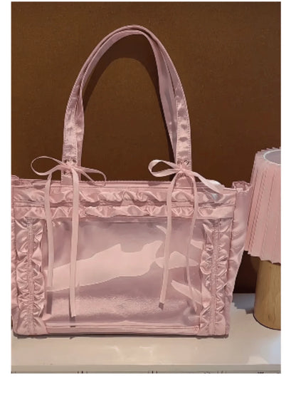 Japanese Harajuku's New Fashion Satin Bow Large-Capacity Ltabag, Can Put Grain, Can Hang Keychains, Can Put Postcards, Can Put Dolls, Can Participate In Comic Exhibitions, Can Participate In Parties