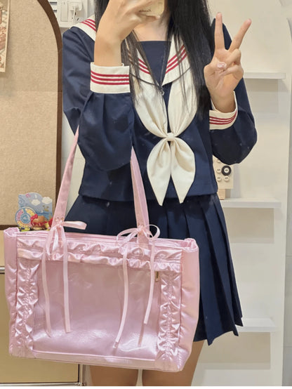 Japanese Harajuku's New Fashion Satin Bow Large-Capacity Ltabag, Can Put Grain, Can Hang Keychains, Can Put Postcards, Can Put Dolls, Can Participate In Comic Exhibitions, Can Participate In Parties