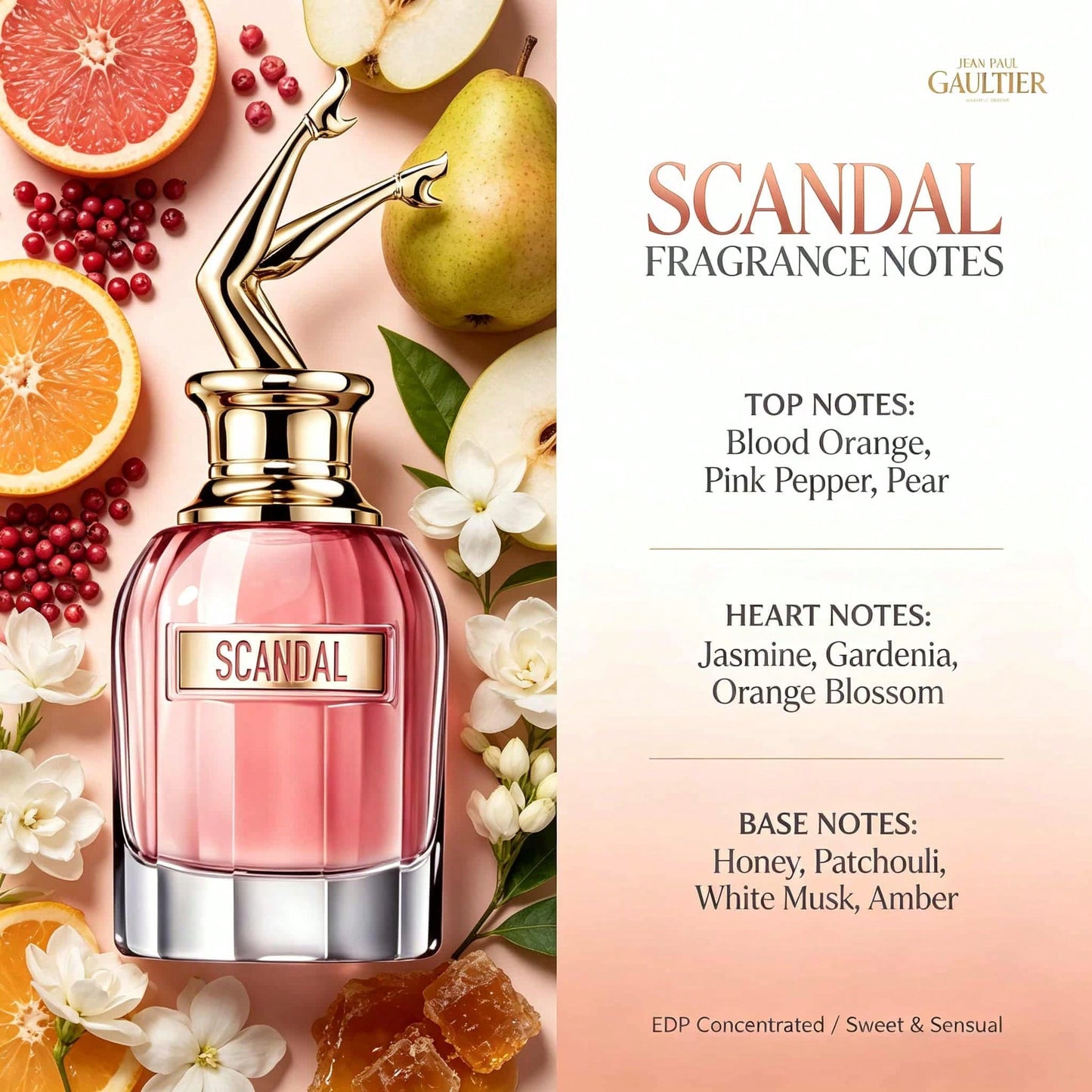 Jean Paul Gaultier Scandal Eau De Parfum (80ml/ 2.7 Oz)-A Honey-Floral Gourmand Fragrance Blending Youthful Sweetness With Mature Sensuality; Suitable For Various Occasions, Including Casual Dates.