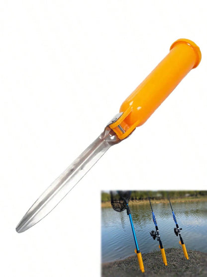 JIENAI Foldable Fishing Rod Rest & Bell Set – 1pc Holder + 1pc Bell For Night Fishing