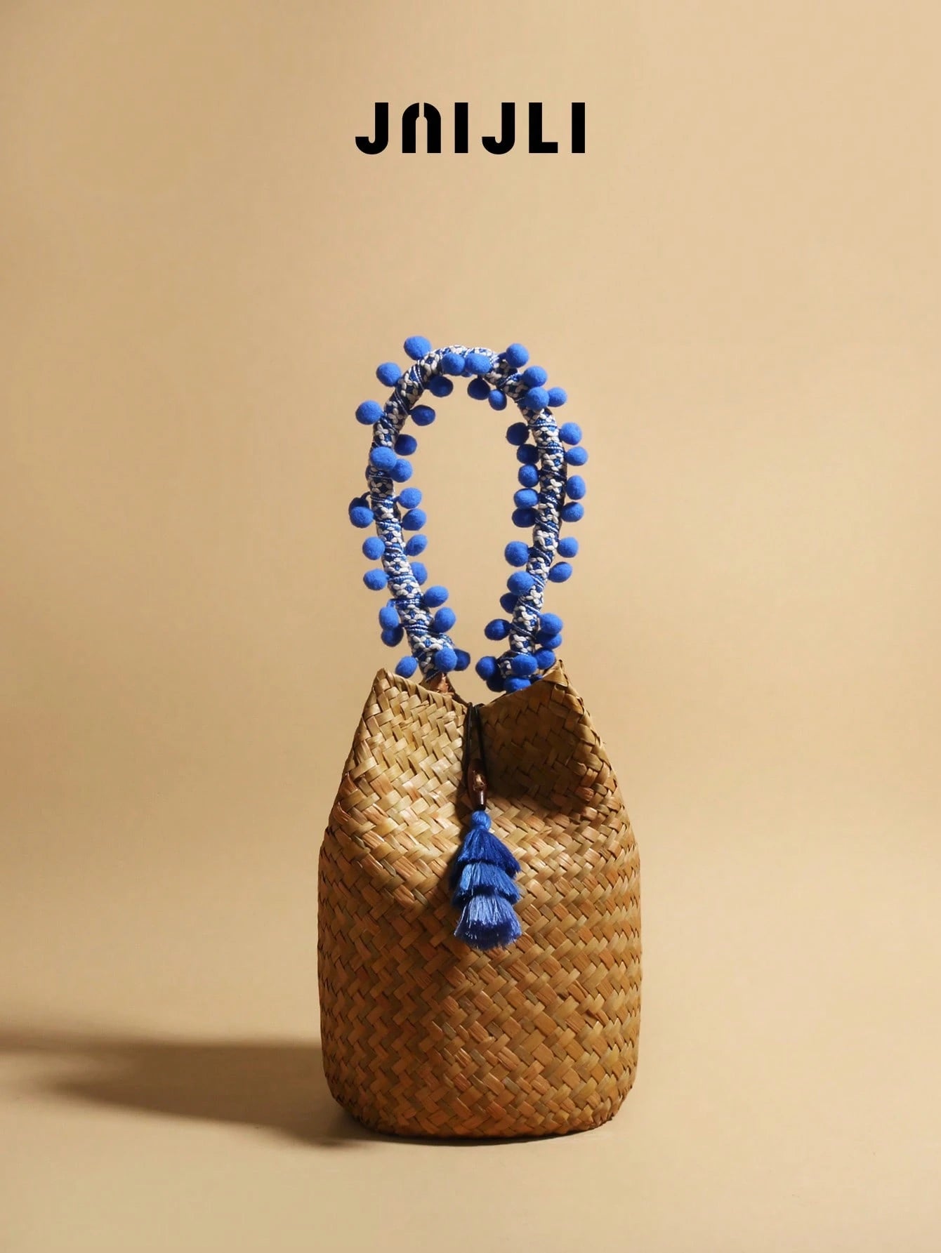 JNIJLI 1pc Boho Vacation Retro Style Tassel Handmade Straw Bucket Bag, Handbag, French Vintage Woven Bag, Versatile For Daily Commute, Fashion Business Casual, Travel Vacation, Beach Wedding, Picnic