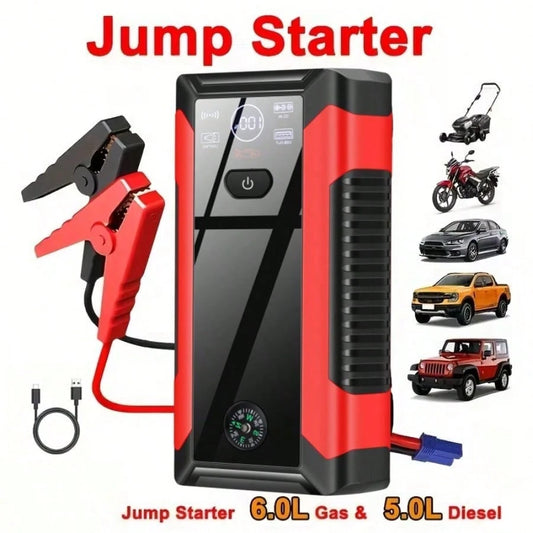 Jump Starter With Air Compressor, 5 In 1 Function Jump Box 5000A Peak 150PSI Jump Starter Battery Pack With Digital Tire Inflator, Car Battery Charger Portable (Suitable For Engines With A Displacemen