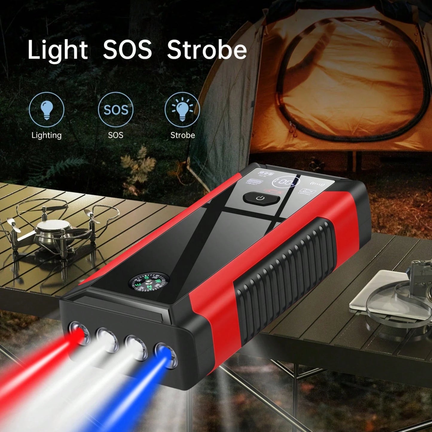 Jump Starter With Air Compressor, 5 In 1 Function Jump Box 5000A Peak 150PSI Jump Starter Battery Pack With Digital Tire Inflator, Car Battery Charger Portable (Suitable For Engines With A Displacemen