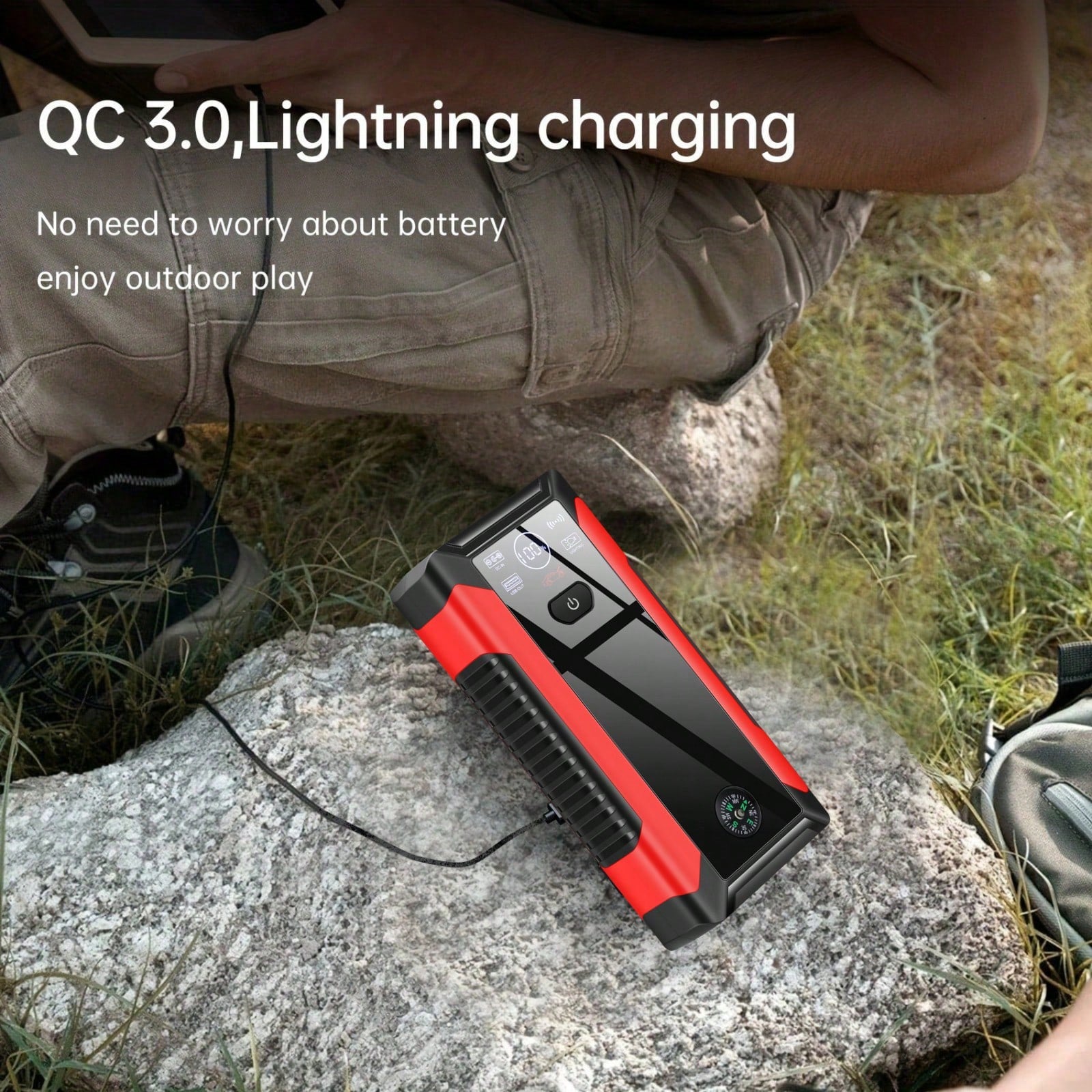 Jump Starter With Air Compressor, 5 In 1 Function Jump Box 5000A Peak 150PSI Jump Starter Battery Pack With Digital Tire Inflator, Car Battery Charger Portable (Suitable For Engines With A Displacemen