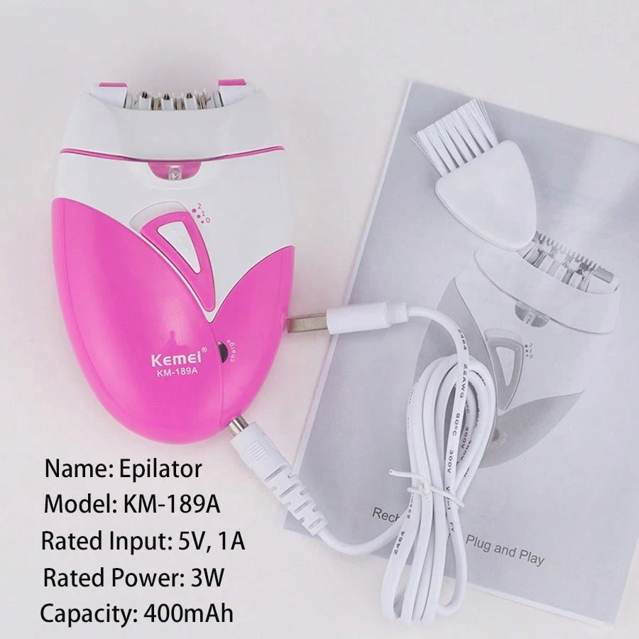 Kemei Brand Km-189A Electric Epilator Lady'S Hair Remove Machine From Hair Root Women'S Hair Scraping Shaver Painless Razor For Body Armpit Leg Bikini Private Part Hair Remove Clean Machine