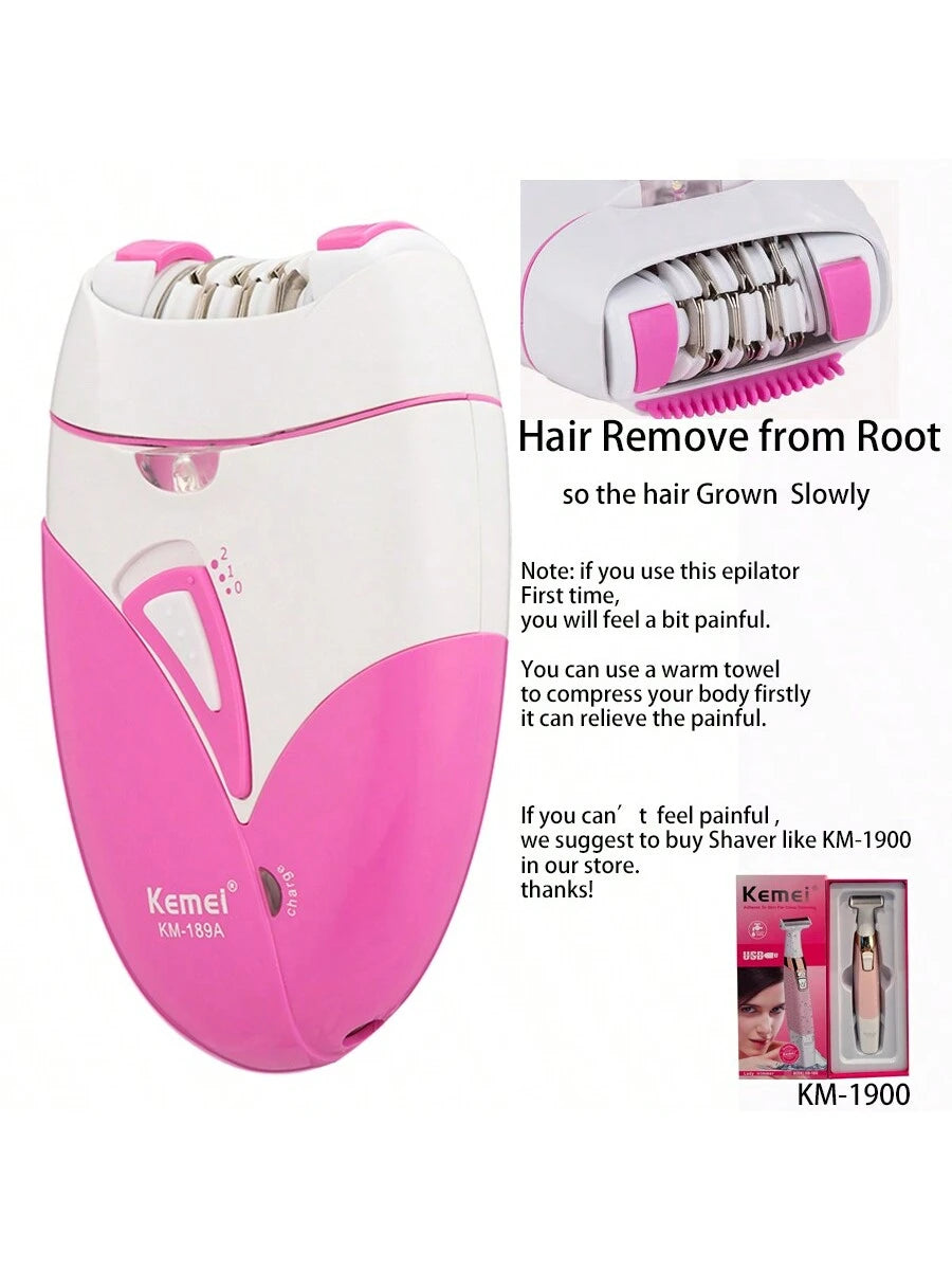 Kemei Brand Km-189A Electric Epilator Lady'S Hair Remove Machine From Hair Root Women'S Hair Scraping Shaver Painless Razor For Body Armpit Leg Bikini Private Part Hair Remove Clean Machine