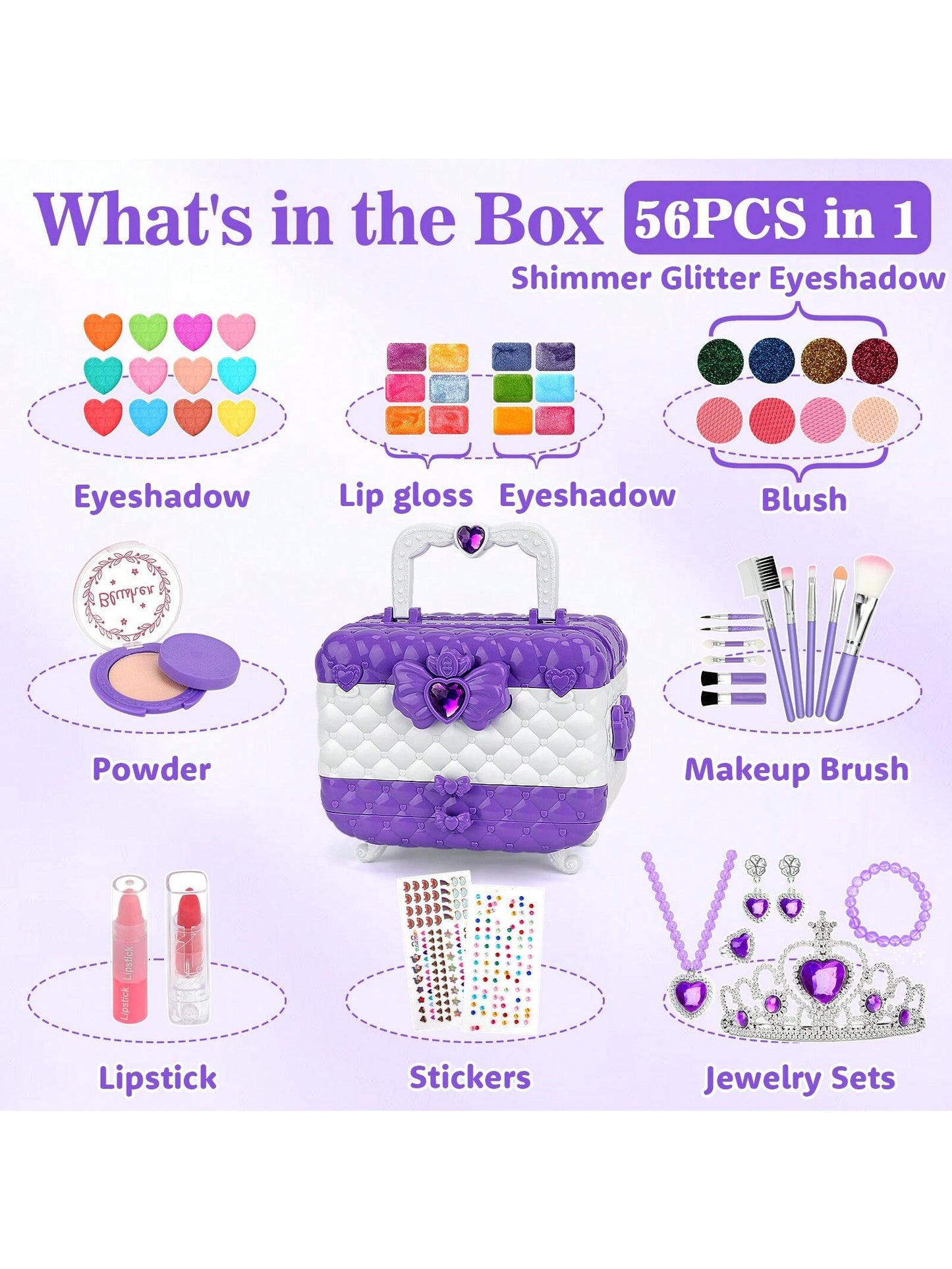 Kids Makeup Kit And Jewelry Set For Girl, Toys For Girls Ages 3 4 5 6 7 8 9 10, Ideal Gifts For Girls